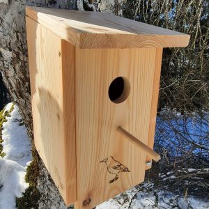Nistkasten (N45) Vogelhaus für Star - aus extrem witterungsbeständigen 18mm starkem bayrischem Lerchenholz mit 45mm Einflugloch und Sitzstange von Welcher der Star Seine Familie füttert...